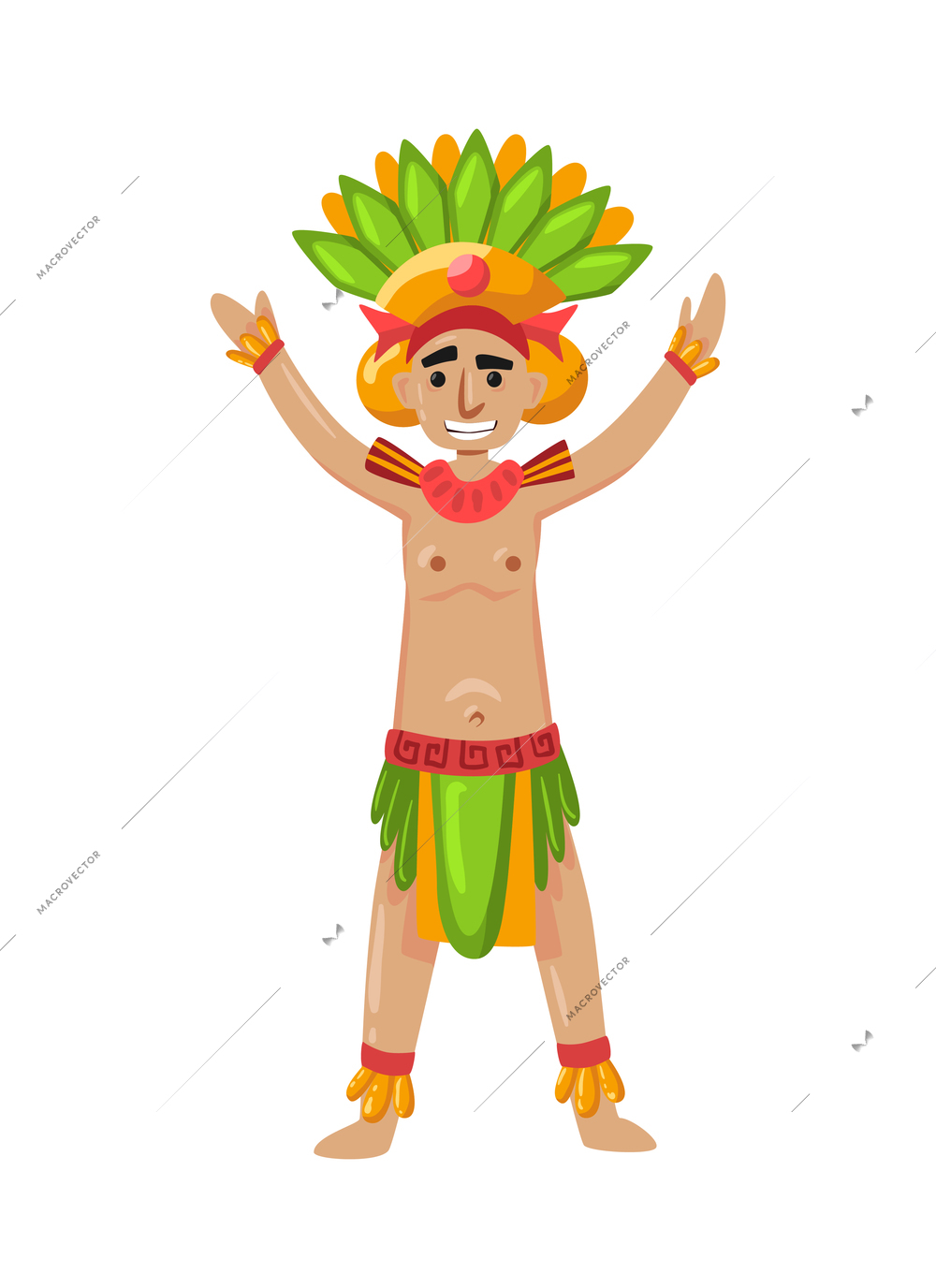 Maya civilization culture composition with tribal doodle image on blank background vector illustration