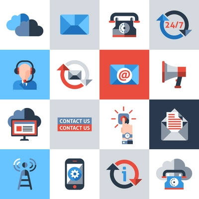 Contact us phone customer service user support icons set isolated vector illustration