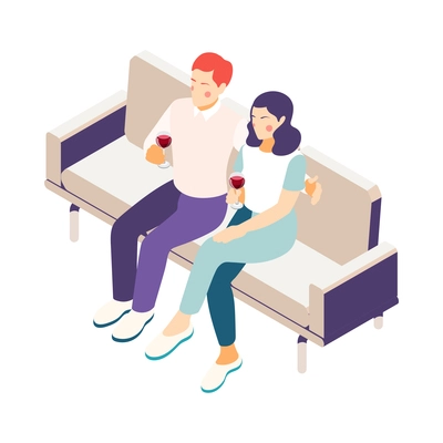 Relaxing drinking people isometric composition with isolated human characters with drinks on blank background vector illustration