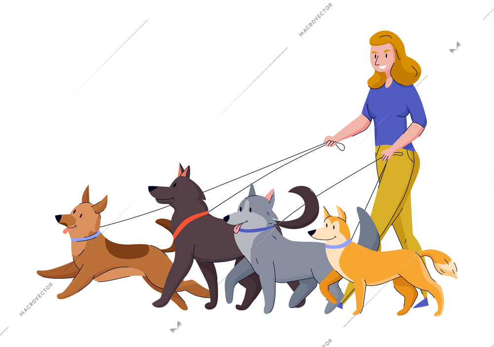 Animal shelter composition with isolated images of pets and doodle human characters vector illustration