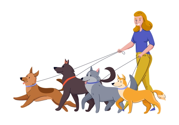 Animal shelter composition with isolated images of pets and doodle human characters vector illustration