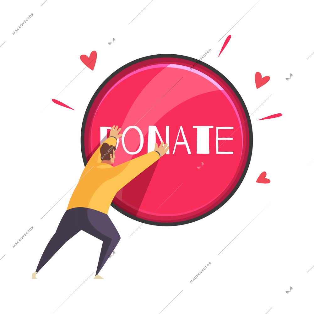 Charity composition with isolated concept images of money and goods donation on blank background vector illustration