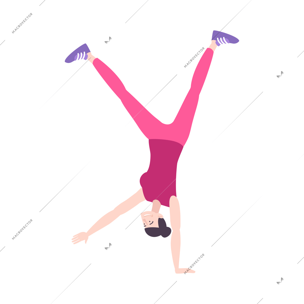 Street sport people flat composition with isolated doodle character of person performing exercise vector illustration