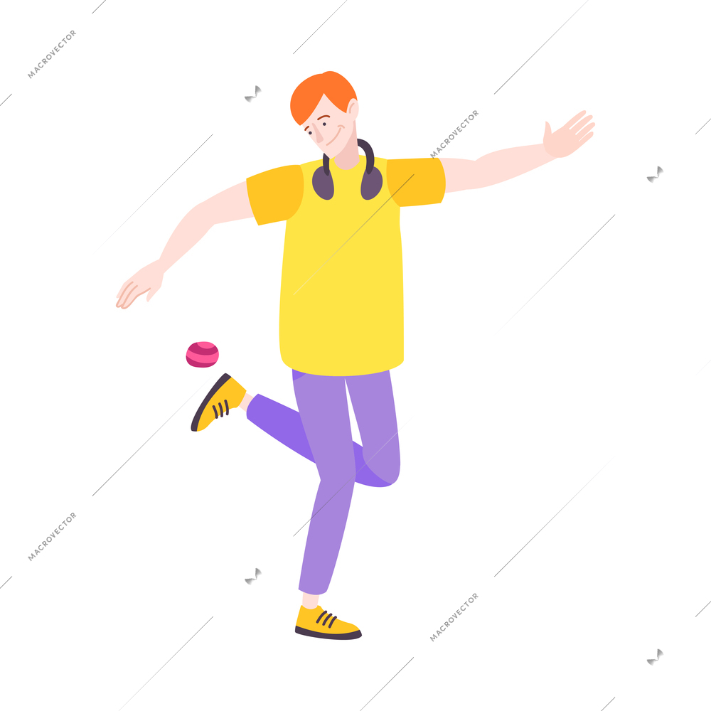 Street sport people flat composition with isolated doodle character of person performing exercise vector illustration