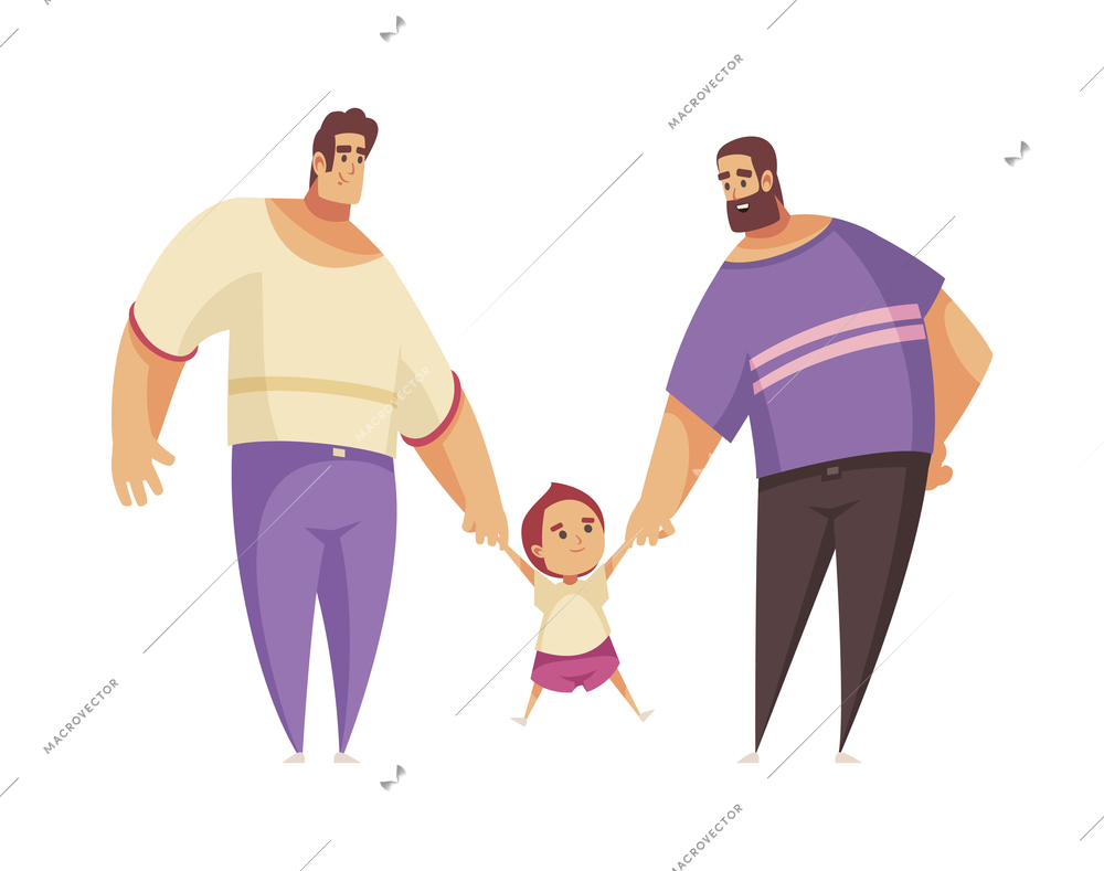 Sex homosexual lgbt lesbian gay bisexual transgender family composition with isolated cartoon human characters vector illustration