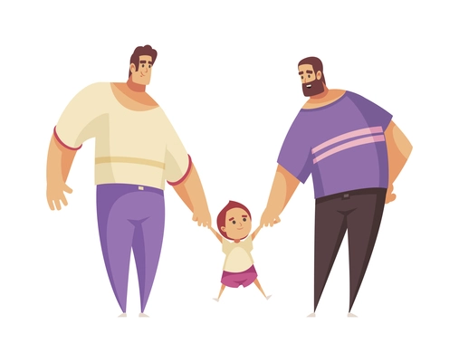 Sex homosexual lgbt lesbian gay bisexual transgender family composition with isolated cartoon human characters vector illustration