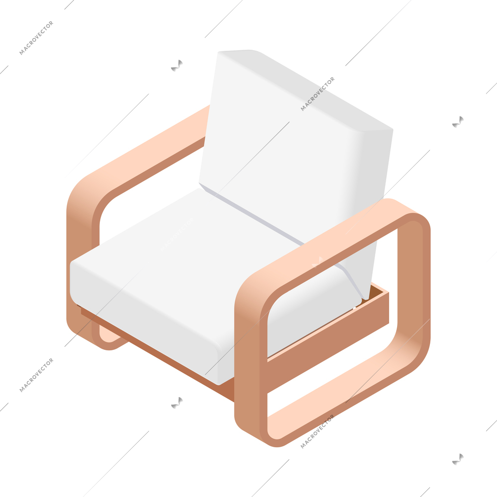 Furniture isometric composition with isolated image of designer furniture item on blank background vector illustration