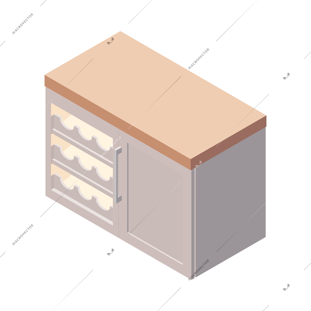 Furniture isometric composition with isolated image of designer furniture item on blank background vector illustration