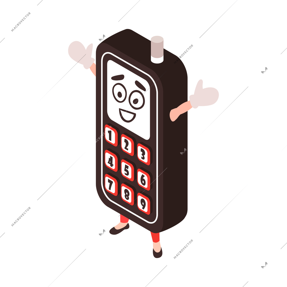 Isometric advertiser promoter character promo stand costume composition with isolated human character vector illustration