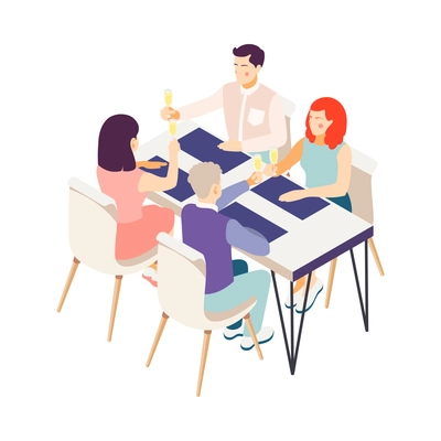 Relaxing drinking people isometric composition with isolated human characters with drinks on blank background vector illustration