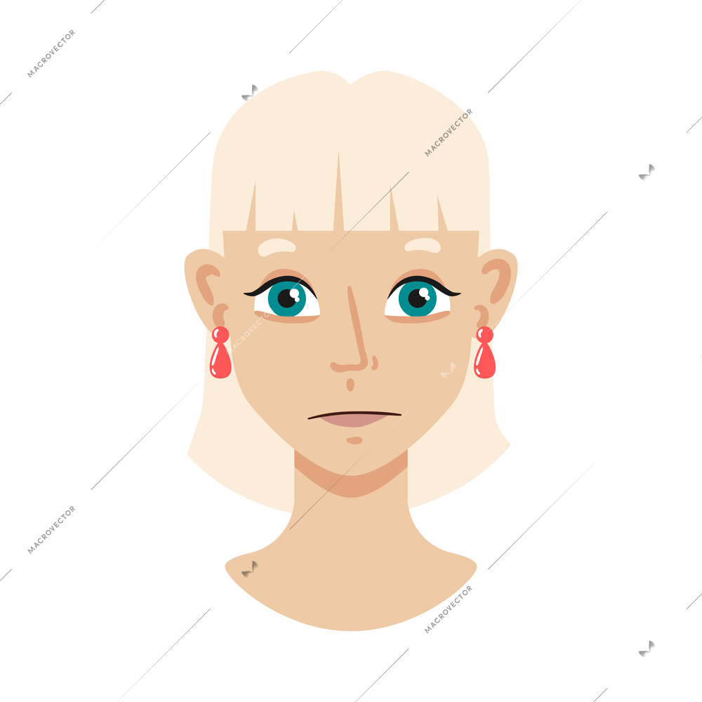 Portrait face creator composition with isolated cartoon style human head with face on blank background vector illustration