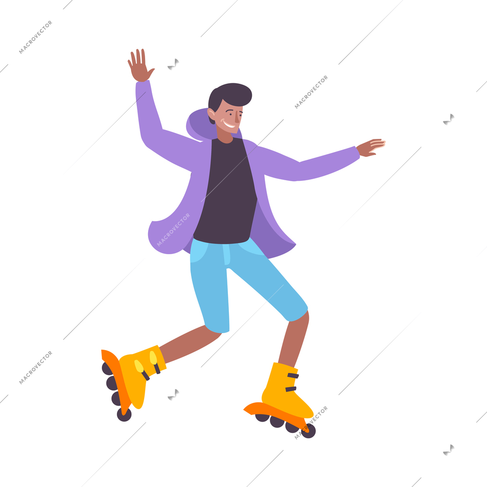 Street sport people flat composition with isolated doodle character of person performing exercise vector illustration