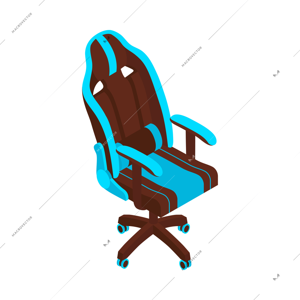 Cyber sport competition isometric composition with isolated image of cybersport player armchair vector illustration