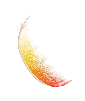 Color feathers realistic composition with isolated image of colored birds feather on blank background vector illustration