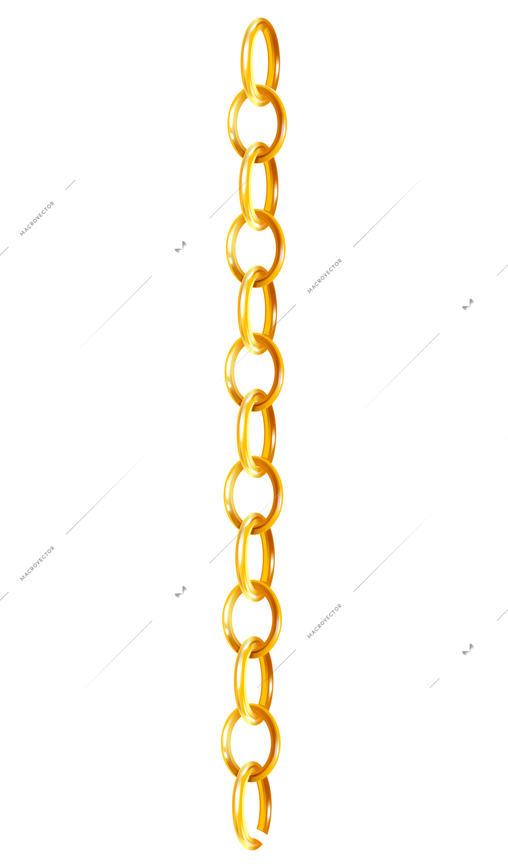 Realistic chain composition of isolated golden jewelry chain on blank background vector illustration