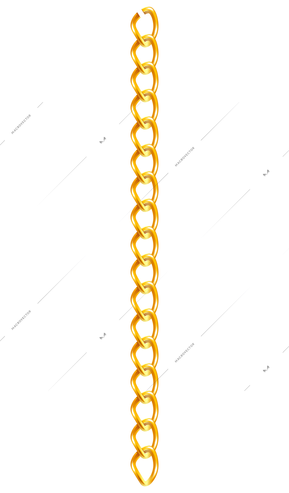 Realistic chain composition of isolated golden jewelry chain on blank background vector illustration