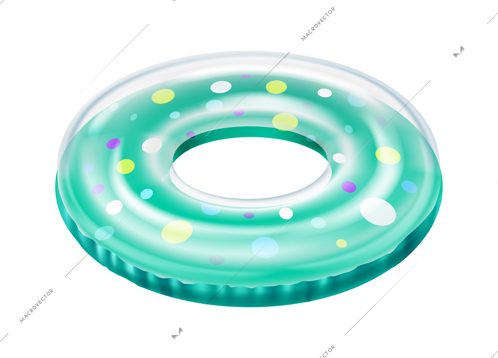 Inflatable swimming accessories for kids composition with isolated realistic image on blank background vector illustration