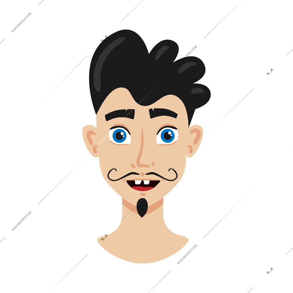 Portrait face creator composition with isolated cartoon style human head with face on blank background vector illustration