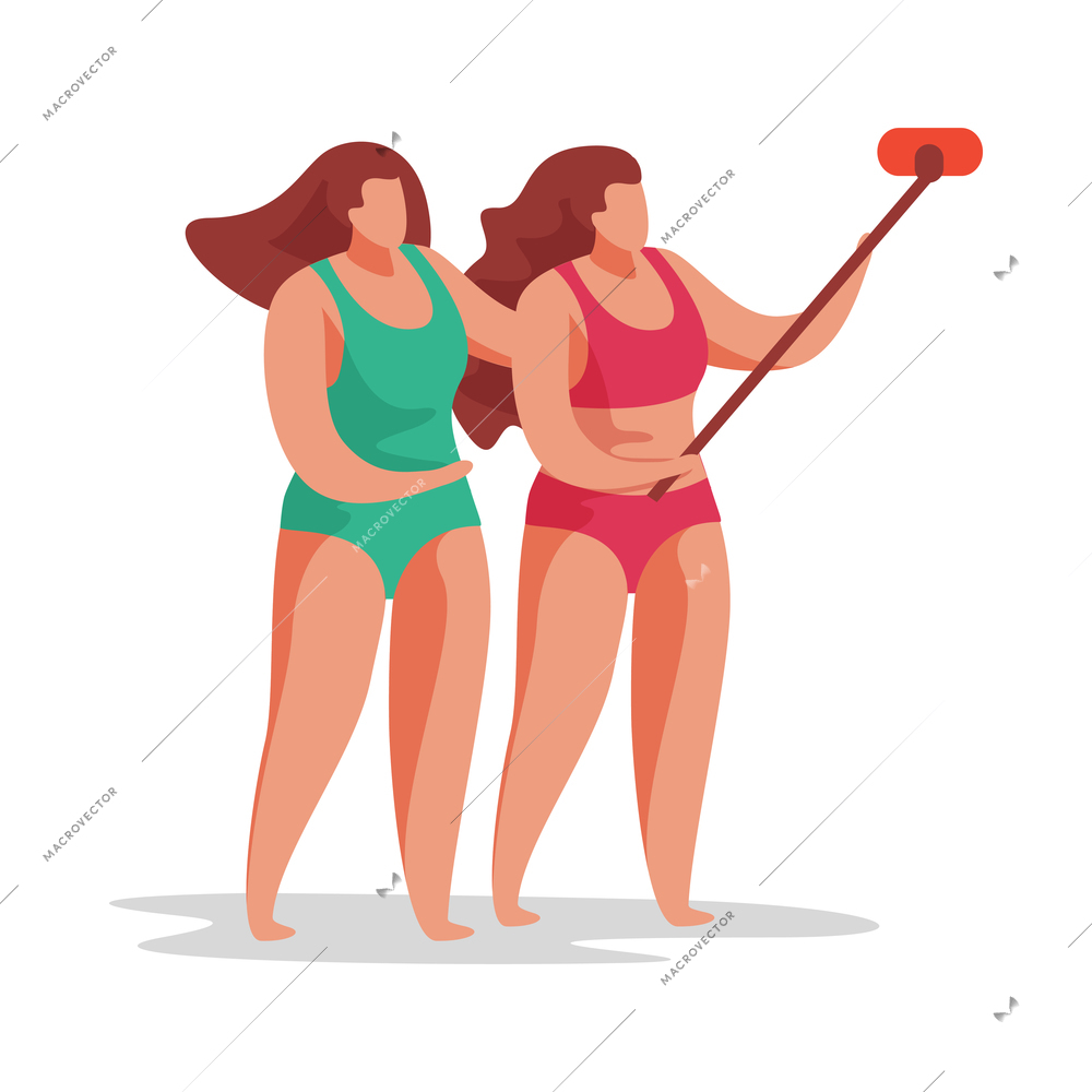 Summer party flat composition with isolated human character during seasonal vacation activities vector illustration