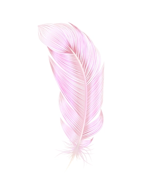 Color feathers realistic composition with isolated image of colored birds feather on blank background vector illustration