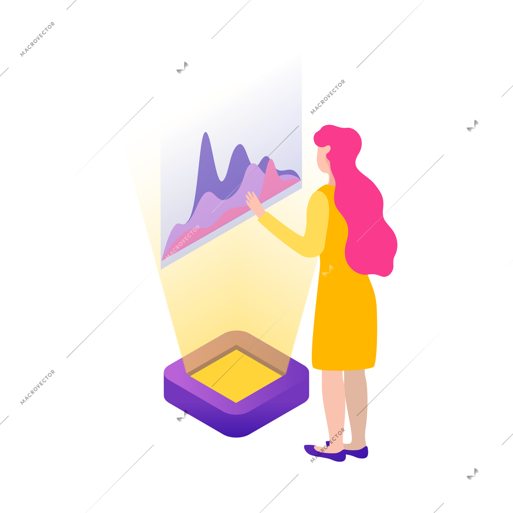 Datacenter isometric composition with human character and concept icons of network infrastructure vector illustration