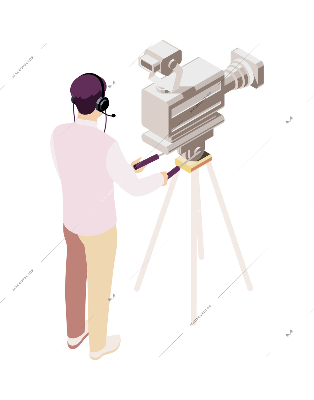 Talk show isometric composition with human characters of tv program participant on blank background vector illustration