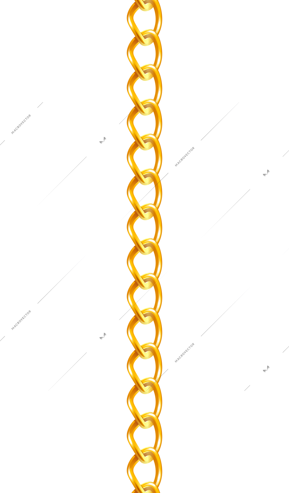 Realistic chain composition of isolated golden jewelry chain on blank background vector illustration