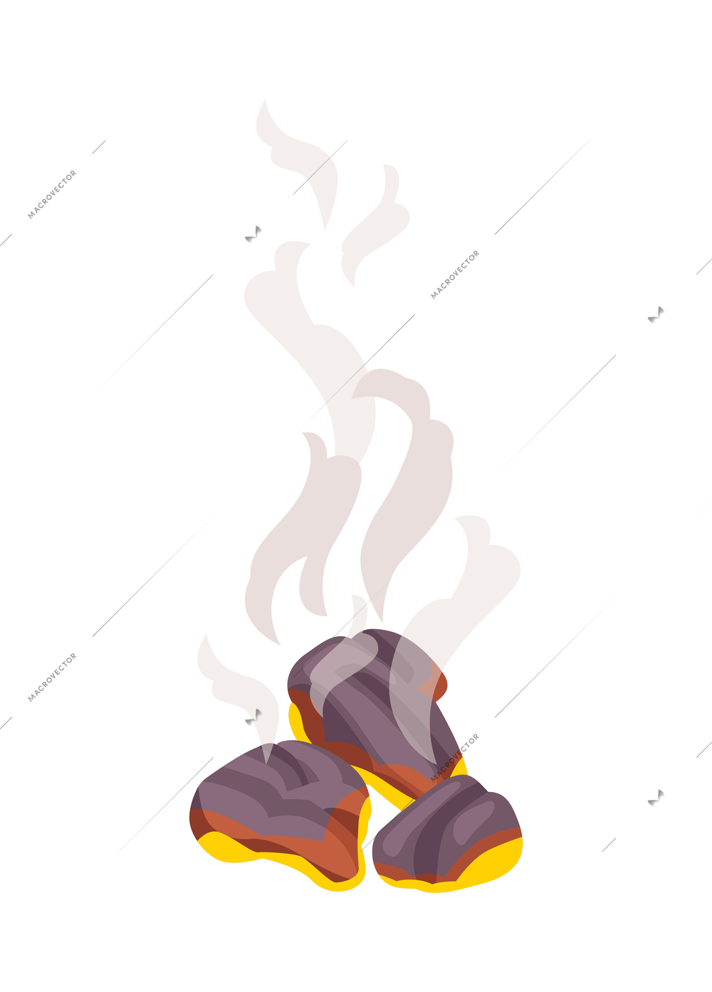 Isometric bbq barbecue grill party composition with isolated image of coal pieces with smoke vector illustration