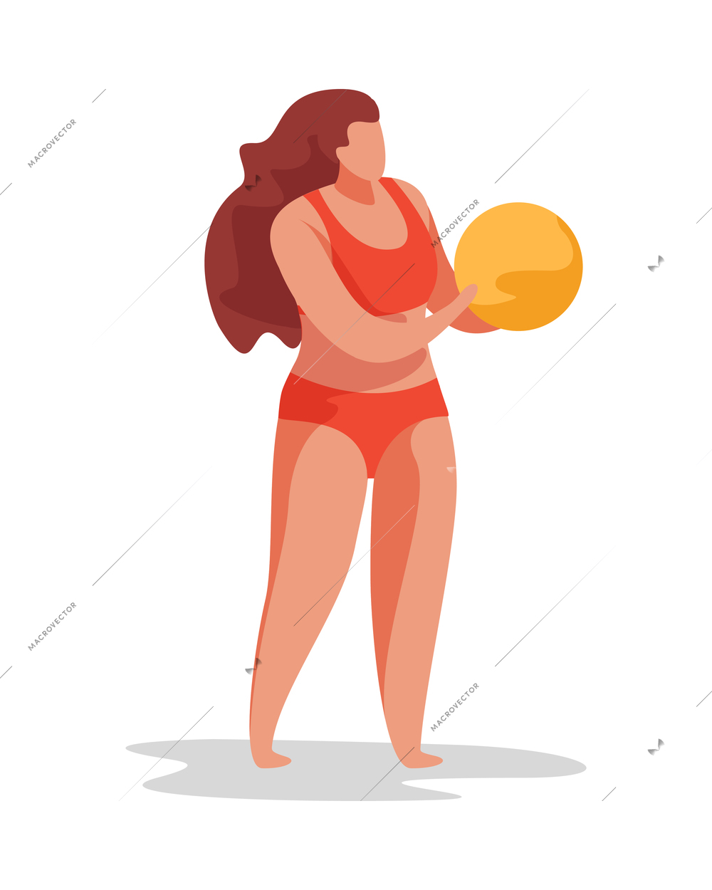 Summer party flat composition with isolated human character during seasonal vacation activities vector illustration