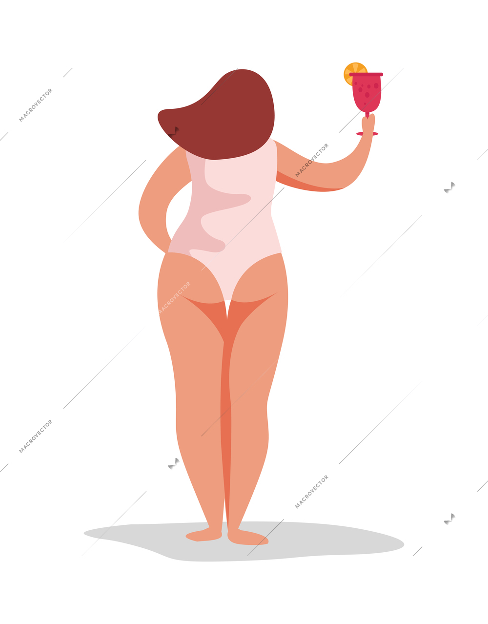 Summer party flat composition with isolated human character during seasonal vacation activities vector illustration