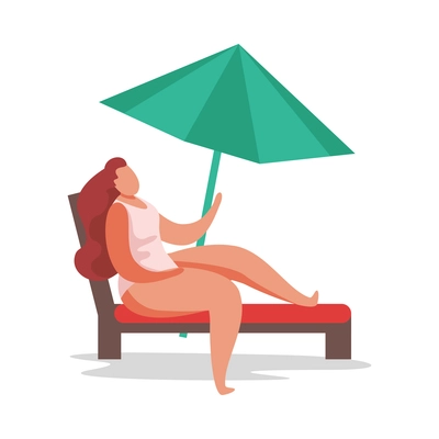 Summer party flat composition with isolated human character during seasonal vacation activities vector illustration