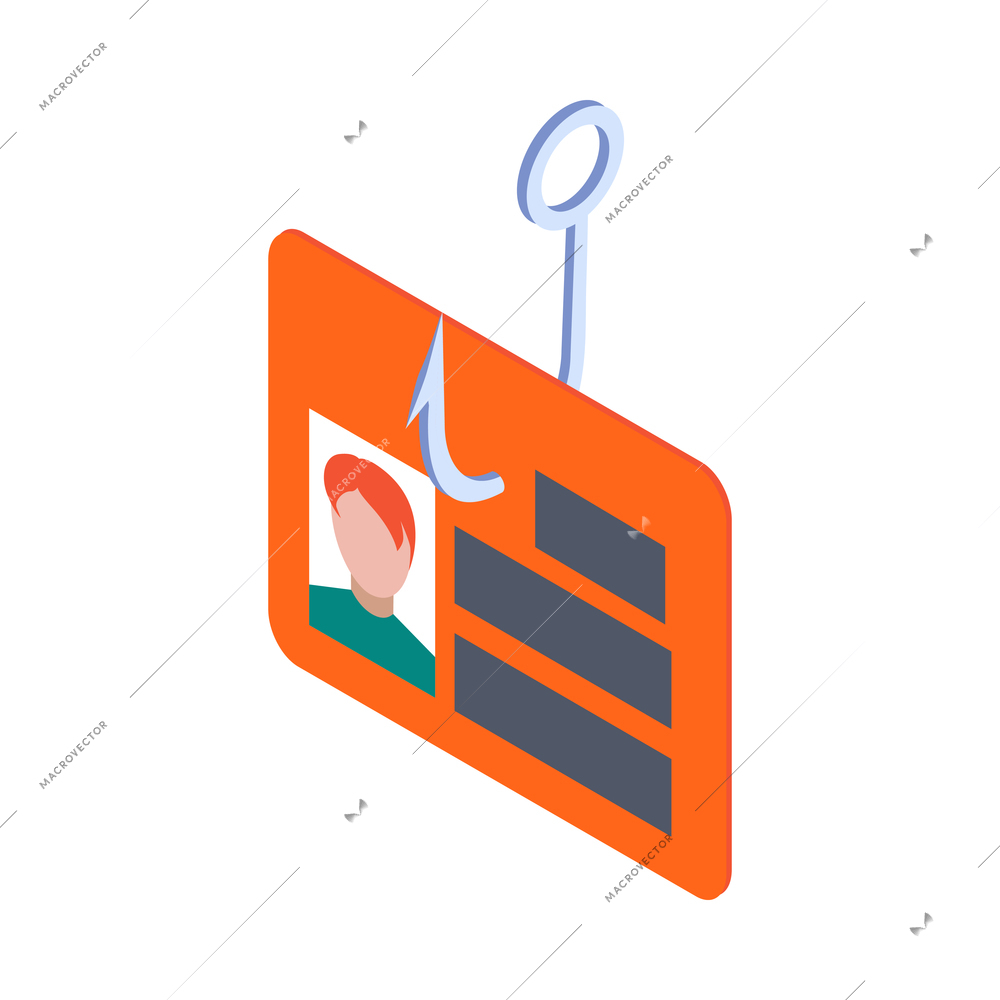 Isometric cyber security hacker composition with isolated concept image on blank background vector illustration