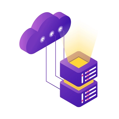 Datacenter isometric composition with isolated concept icons of network infrastructure vector illustration