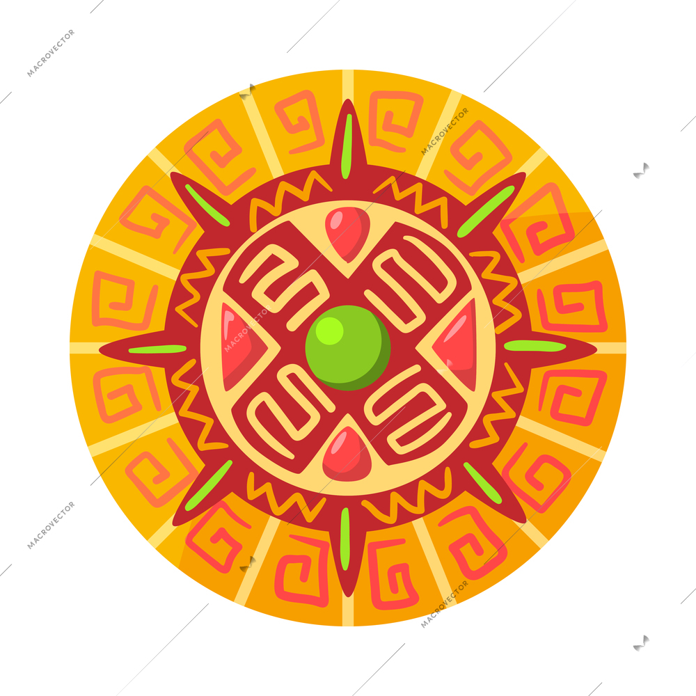 Maya civilization culture composition with tribal doodle image on blank background vector illustration