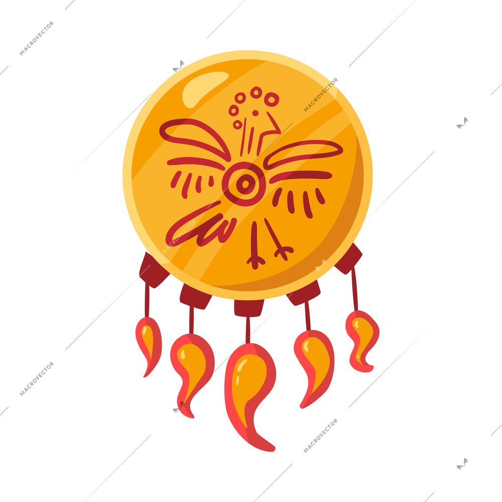 Maya civilization culture composition with tribal doodle image on blank background vector illustration