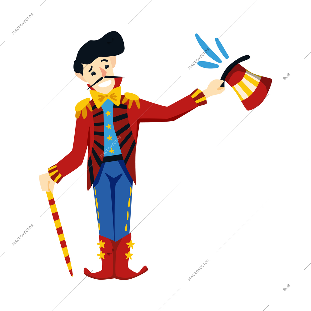 Circus composition with isolated vintage cartoon style image on blank background vector illustration