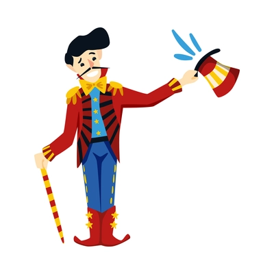 Circus composition with isolated vintage cartoon style image on blank background vector illustration