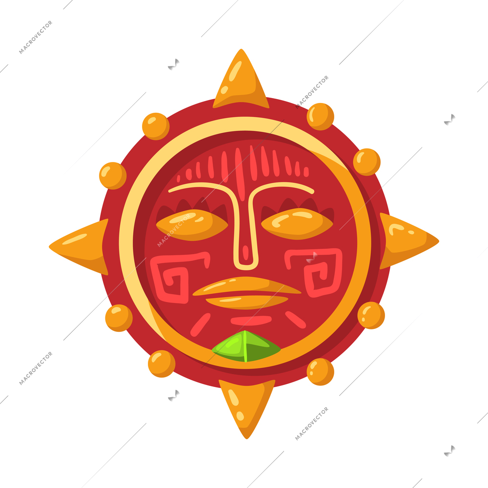 Maya civilization culture composition with tribal doodle image on blank background vector illustration