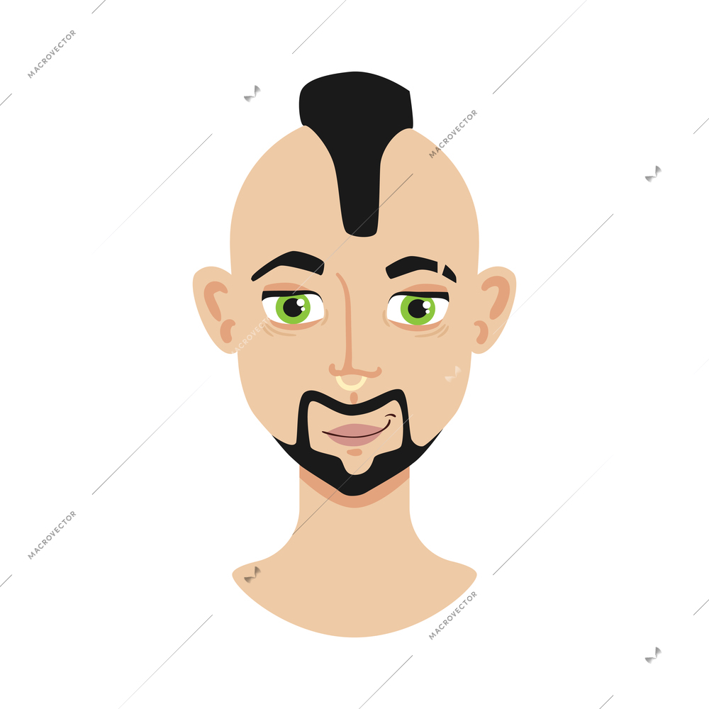 Portrait face creator composition with isolated cartoon style human head with face on blank background vector illustration