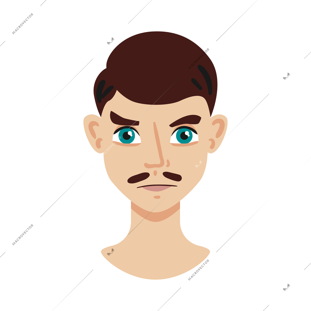 Portrait face creator composition with isolated cartoon style human head with face on blank background vector illustration