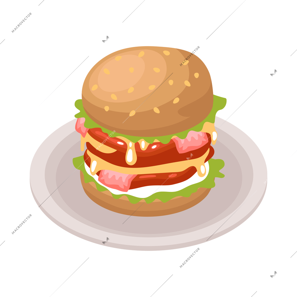 Isometric bbq barbecue grill party composition with isolated image of food on blank background vector illustration