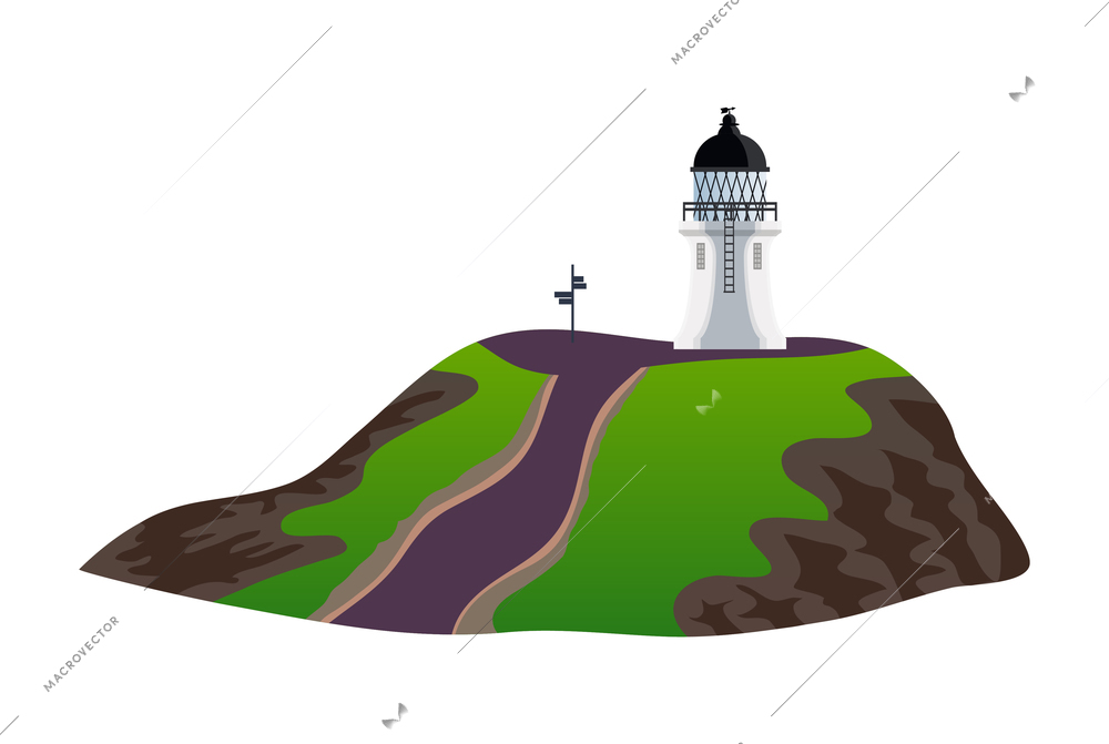 New zealand tourism travel composition with flat isolated image on blank background vector illustration