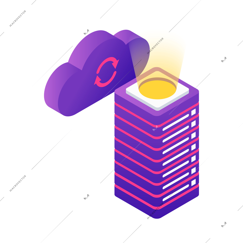 Datacenter isometric composition with isolated concept icons of network infrastructure vector illustration