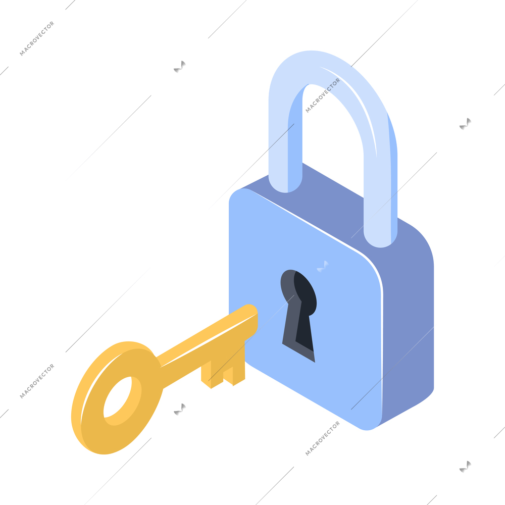 Isometric cyber security hacker composition with isolated concept image on blank background vector illustration