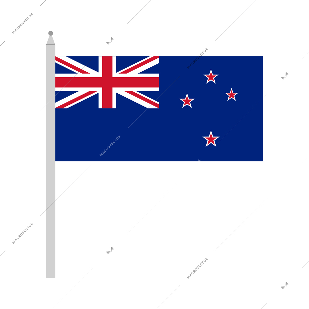 New zealand tourism travel composition with flat isolated image on blank background vector illustration