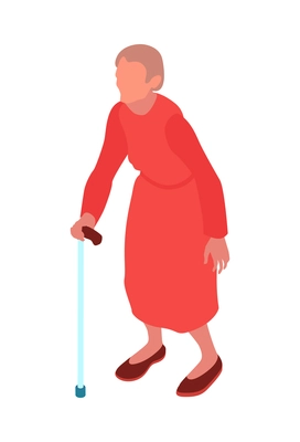 Isometric nursing home composition with isolated human characters of assistants with elderly persons vector illustration