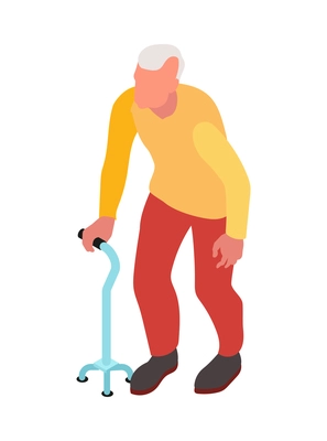 Isometric nursing home composition with isolated human characters of assistants with elderly persons vector illustration