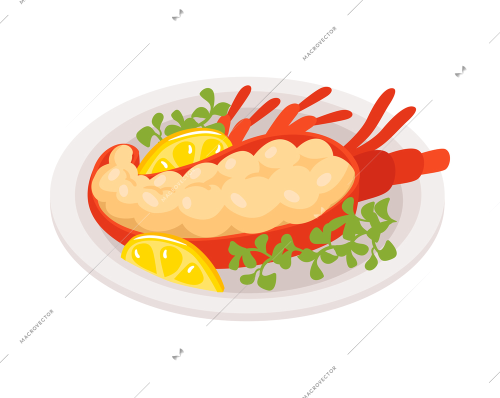 Isometric restaurant composition with isolated image of served gourmet dish vector illustration