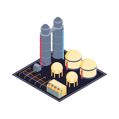 Isometric petroleum industry composition with isolated image of oil production equipment vector illustration