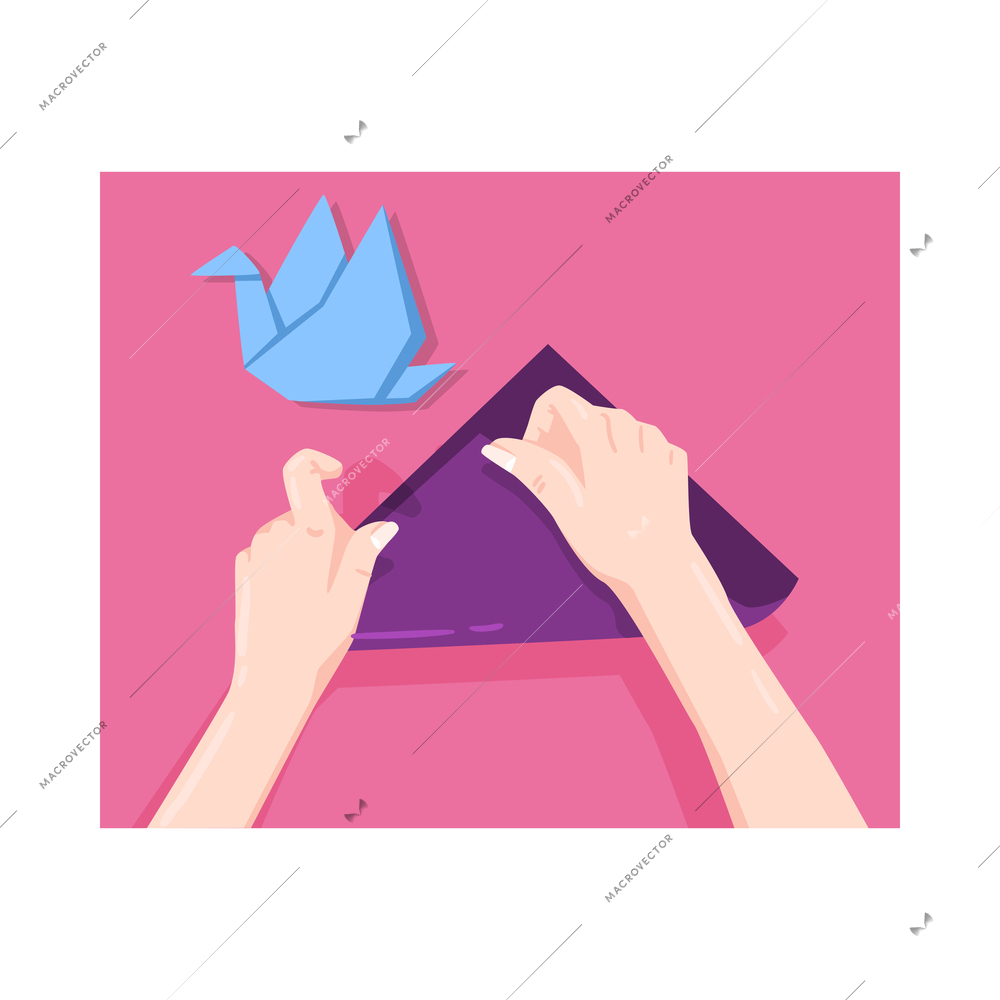 Handmade composition with flat rectangular image of human hands and crafts vector illustration